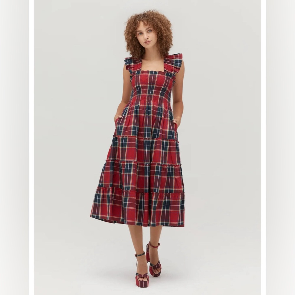 Hillhouse Nap Dress Red Tartan Size Medium
